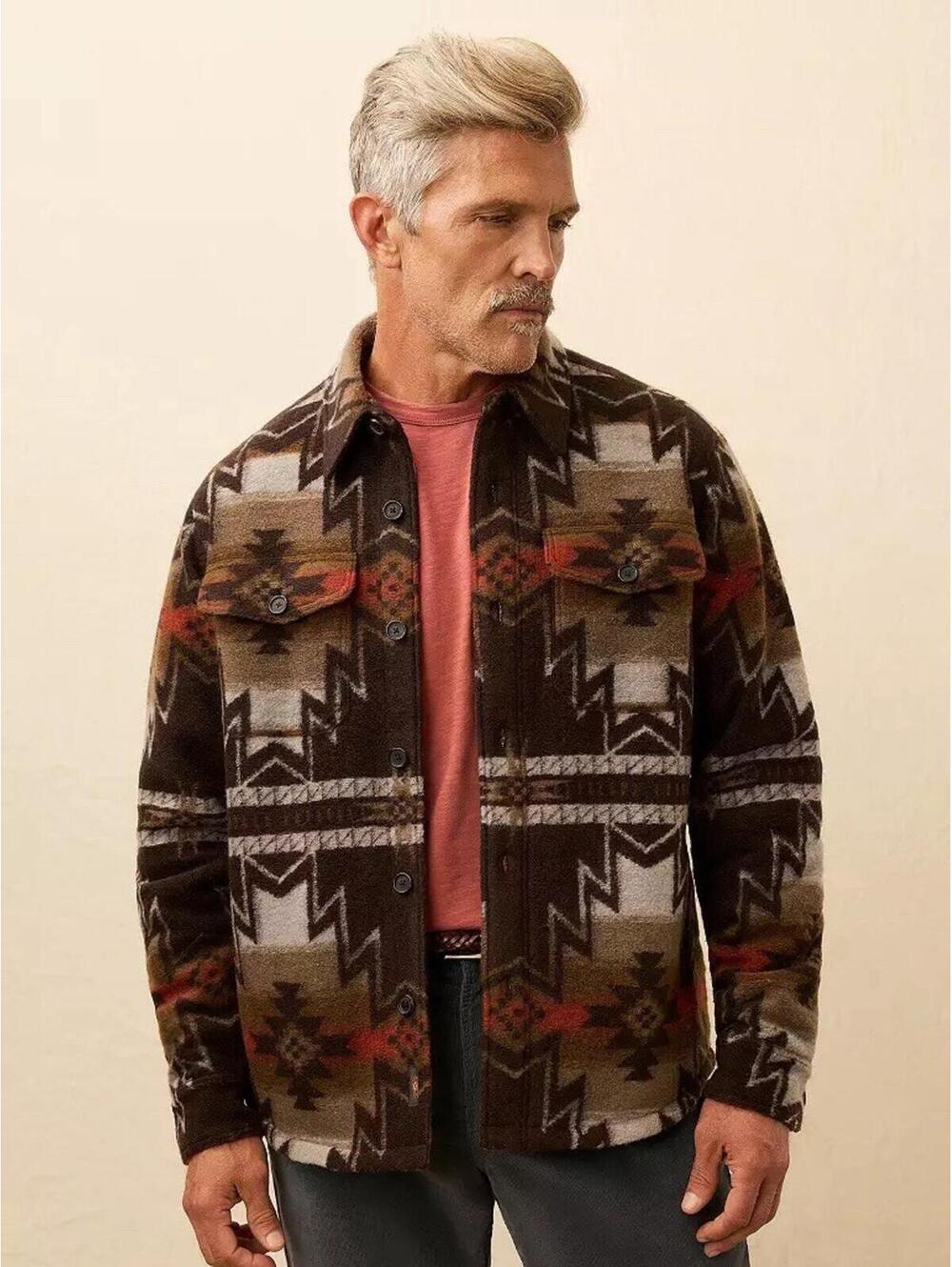 $328 Faherty Men's XXL Doug Good Feather Range Fleece Lined Overshirt Jacket